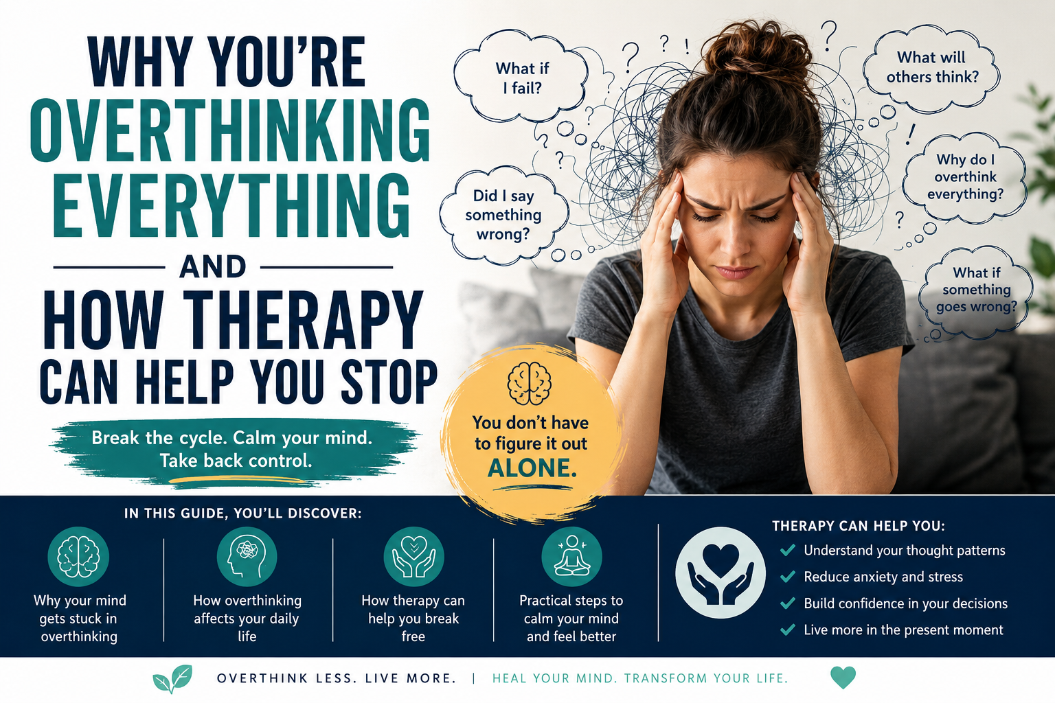 overthinking and anxiety therapy support for calming racing thoughts.